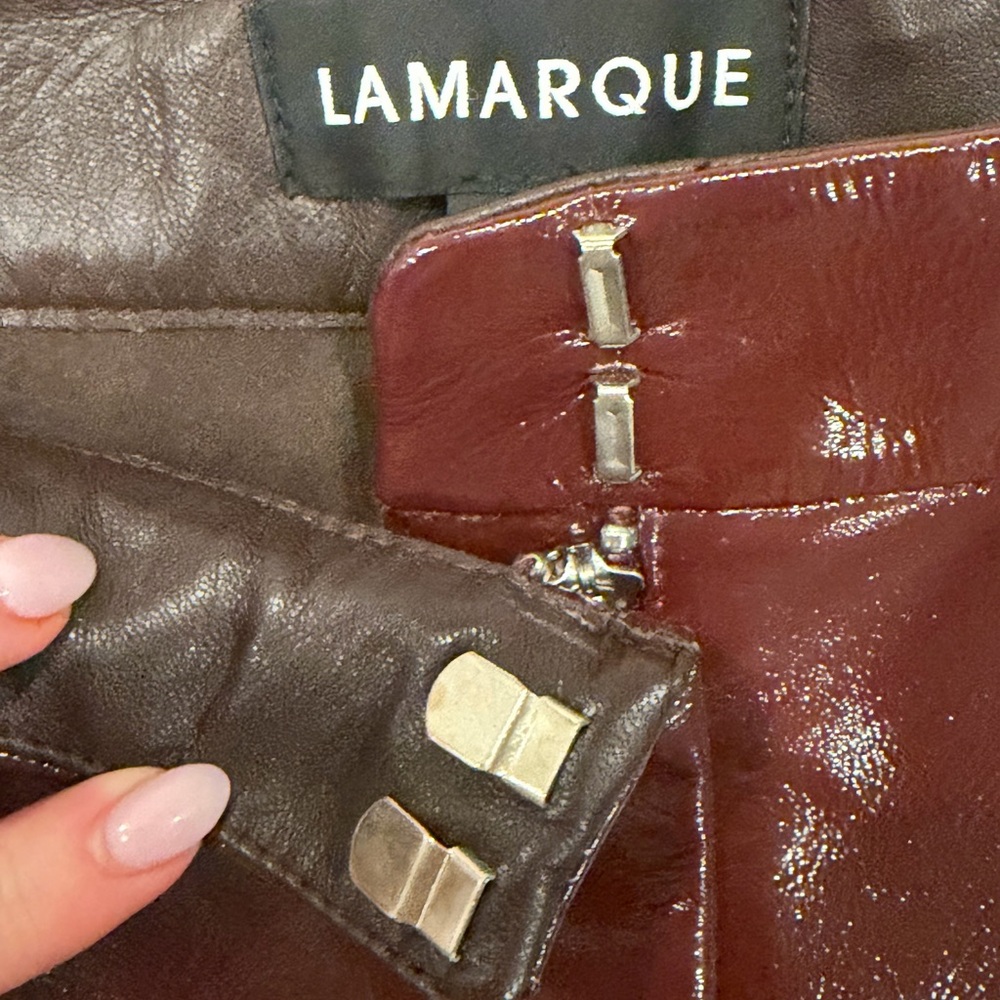 LAMARQUE x Revolve Annaise Hot Short In Patent Burgundy - Picture 7 of 8